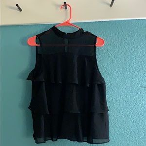 Sheer Black Ruffled Tank Top